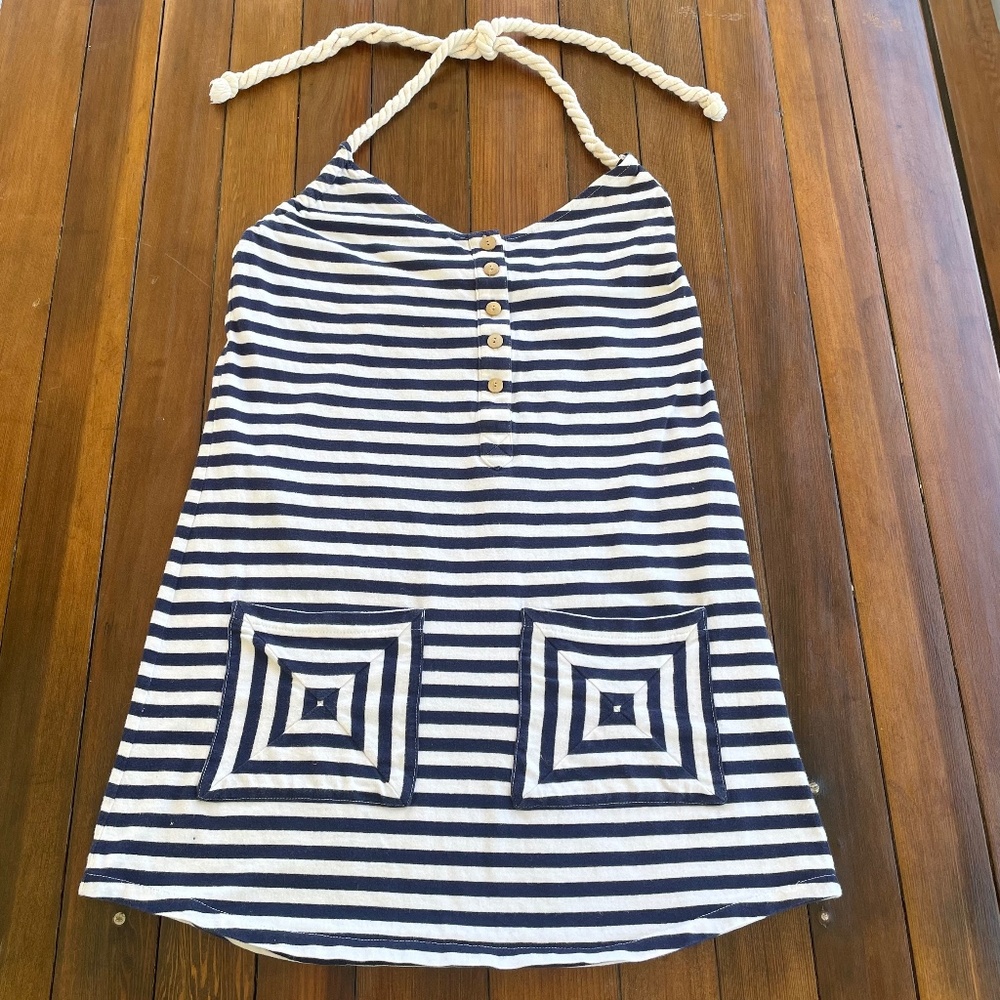 Lark & Wolff Navy and White Striped Nautical Halter Top Size Small